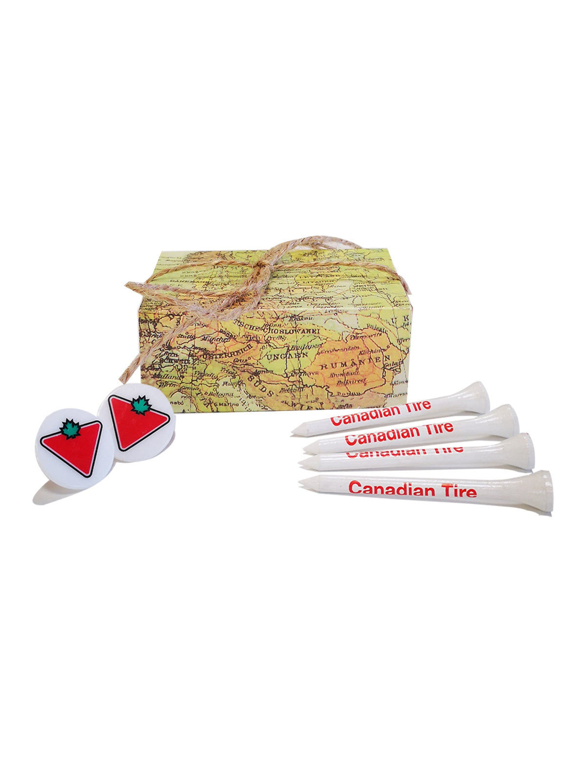World Map Drawer Box with 15 Golf Tees + 2 Markers | #715