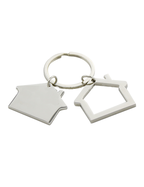 Metal double house shaped  keychain | #MK142
