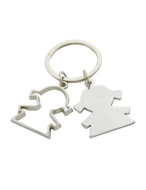 Metal double girl shaped  keychain | #MK143