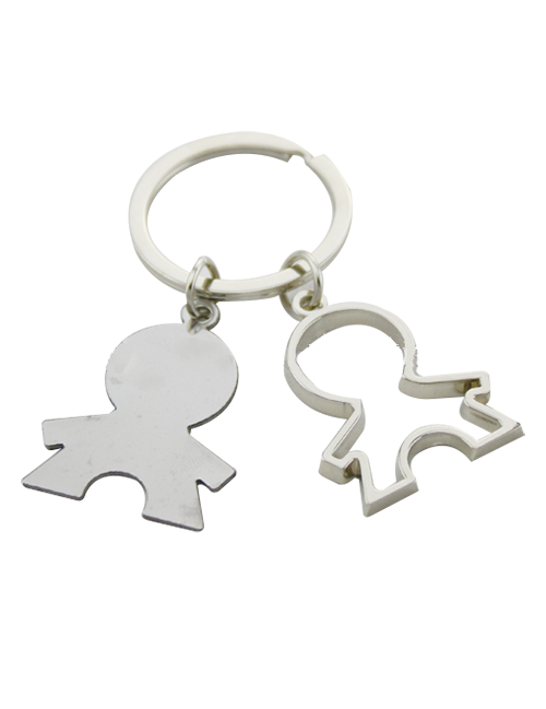 Metal double boy shaped  keychain | #MK144